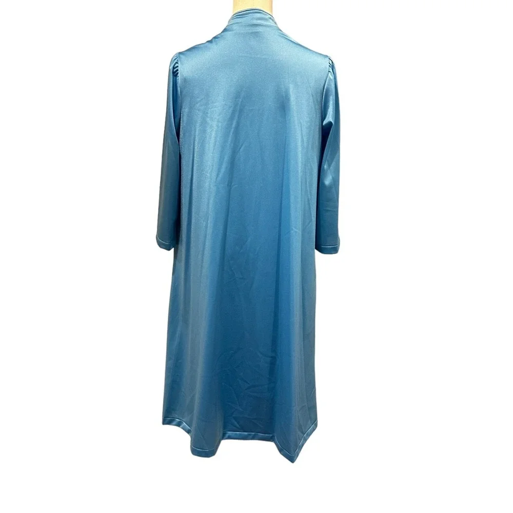 Rare‎ Vintage Women's Shadowline Robe Gown Robin Blue Set Mandarin Sz Small